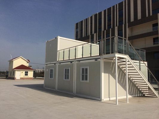 Prefab Flat Pack Container House Rock Wool Insulation Sandwich Panel Homes Nhà chứa bằng vải đá