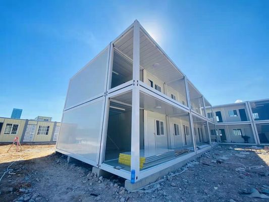 Không thổi gió Flat Pack Shipping Container Homes Steel Prefab Mobile House