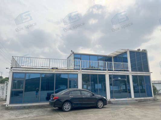 Hộp văn phòng gói phẳng Khối chứa vận chuyển hai tầng Văn phòng chứa với rèm kính cho khu công trình tạm thời