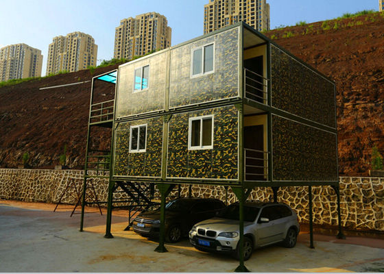 Quân xanh nhỏ Container văn phòng Ba lớp 2mm PVC Tầng Panel Với nhà để xe